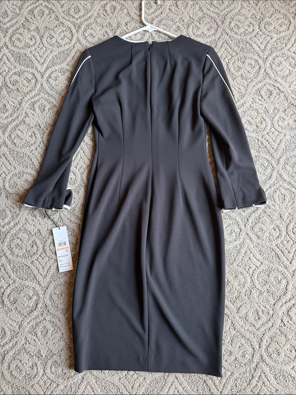 NWT Calvin Klein Black V-Neck Sheath Dress with Contrast Trim - Picture 4 of 4